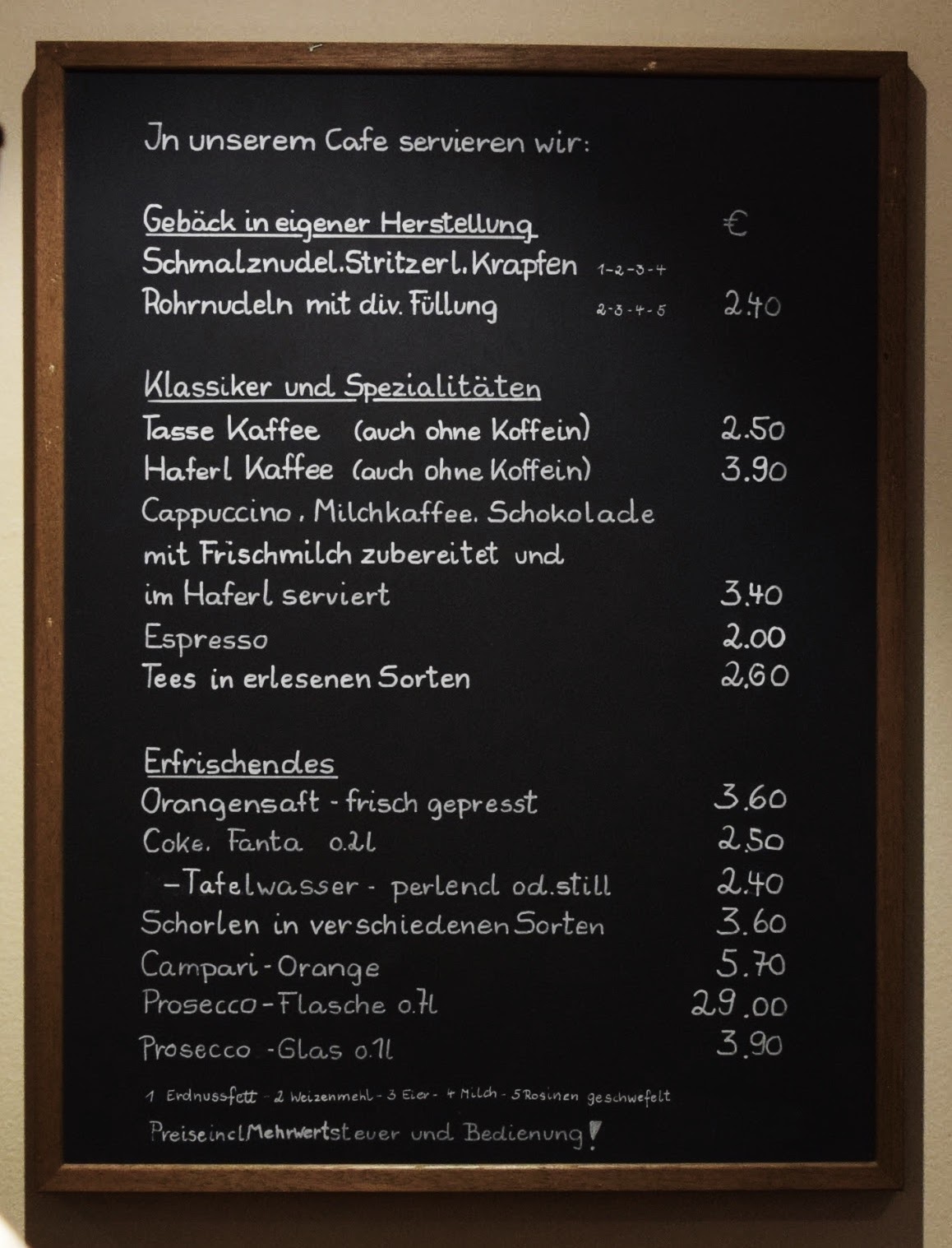 Cafe Frischhut Schmalznudel Menu