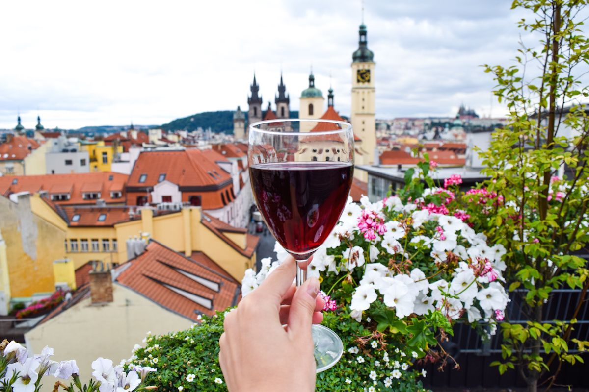 Best View in Prague, Wine from T-Anker, Prague