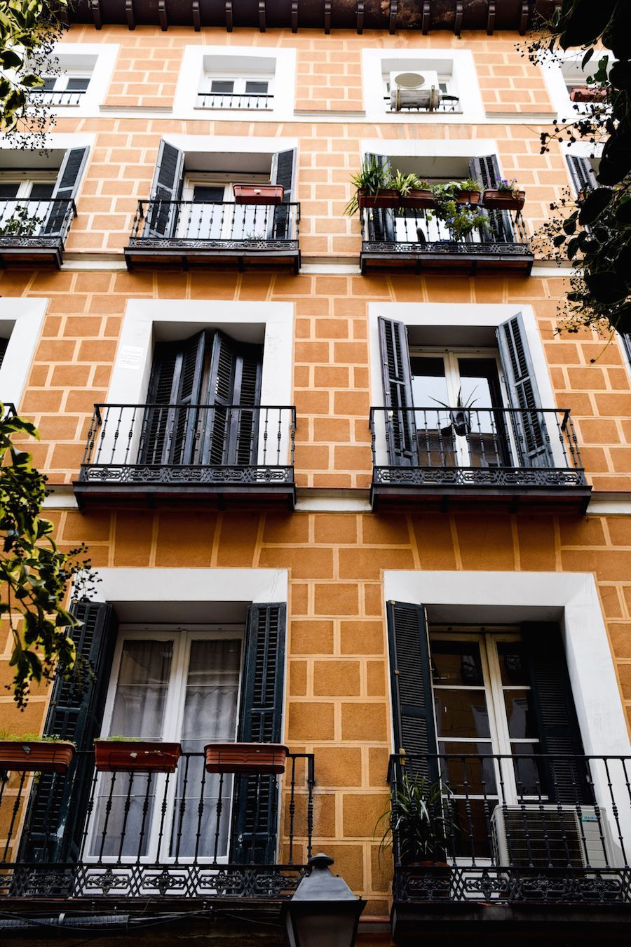 Orange architecture in Malasaña, Madrid