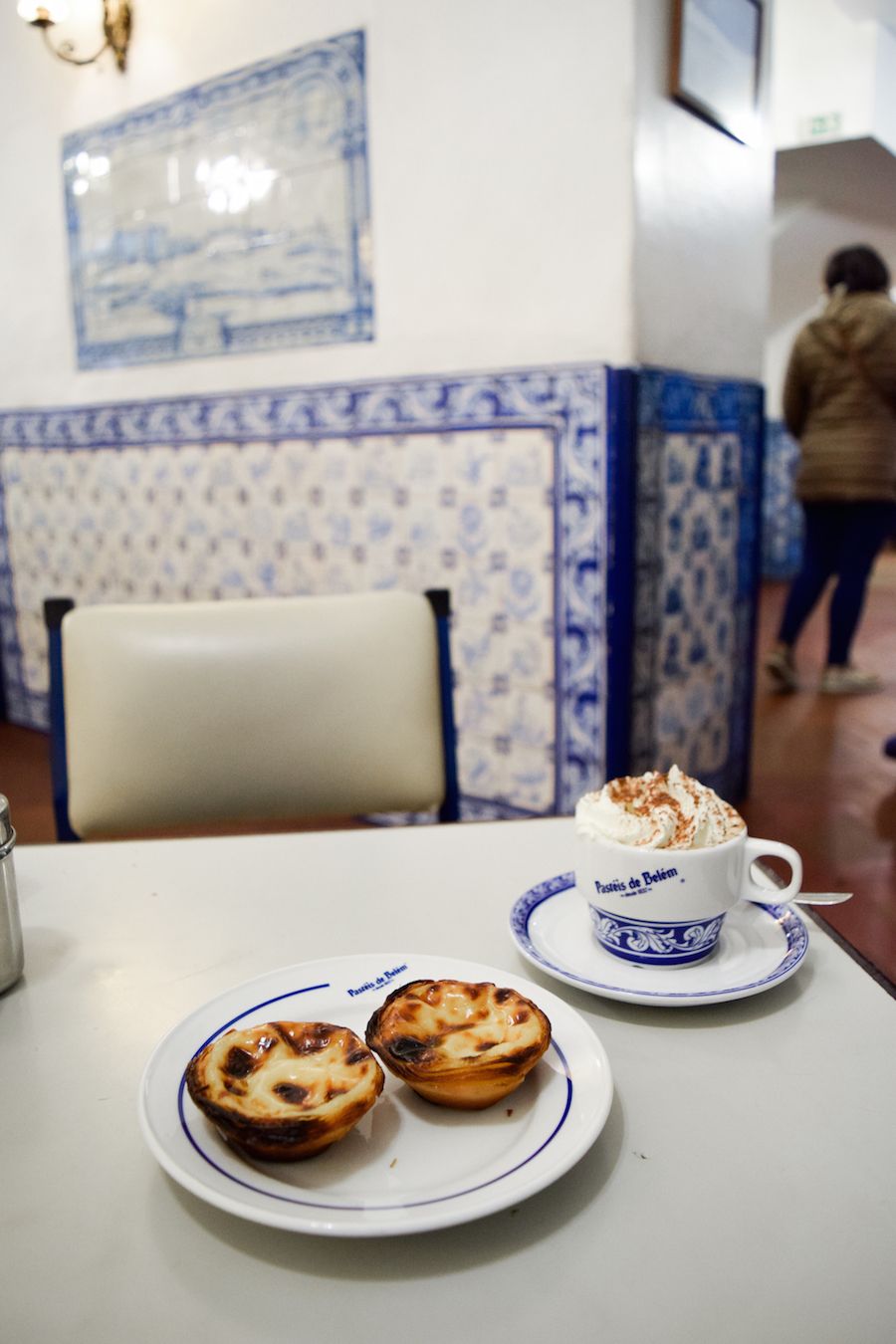 Cappuccino and Pastel de Nata, Pasteis de Belém, Lisbon, Portugal