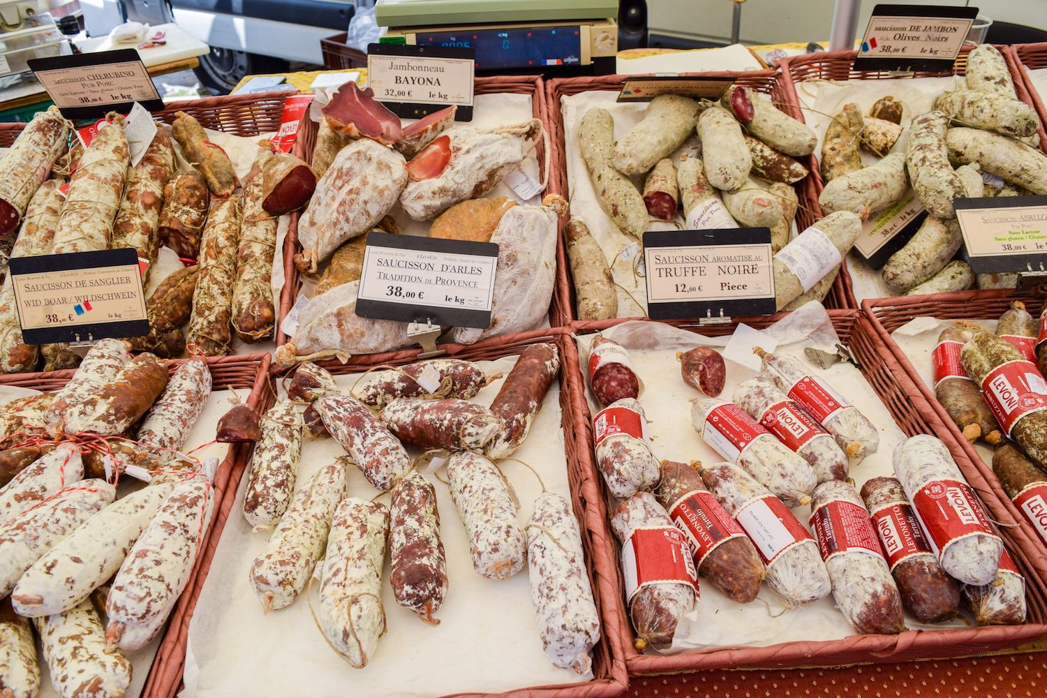 French Sausages at the Market In L'Isle Sur La Sorgue