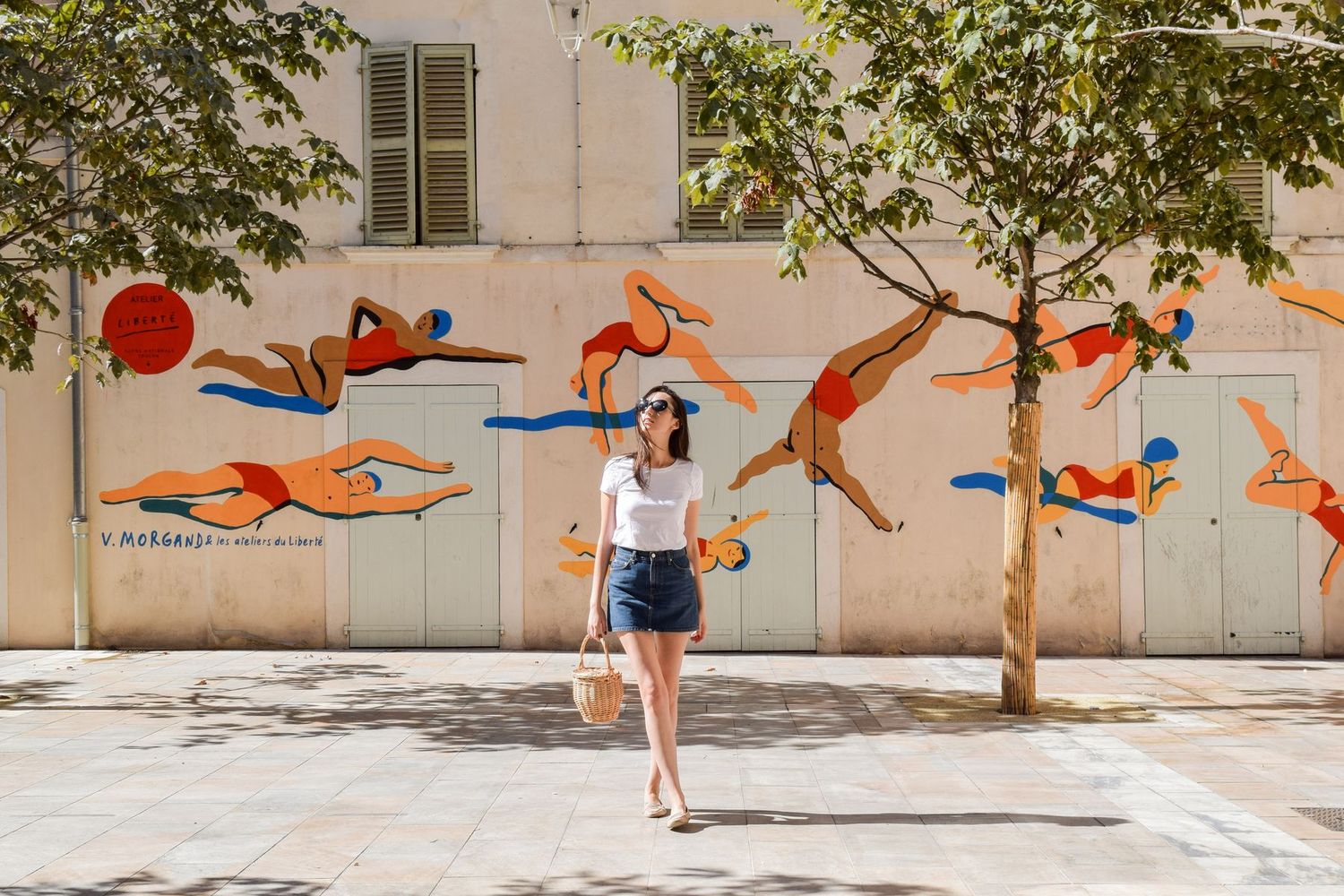 Bathers public wall mural in Old Town Toulon, France
