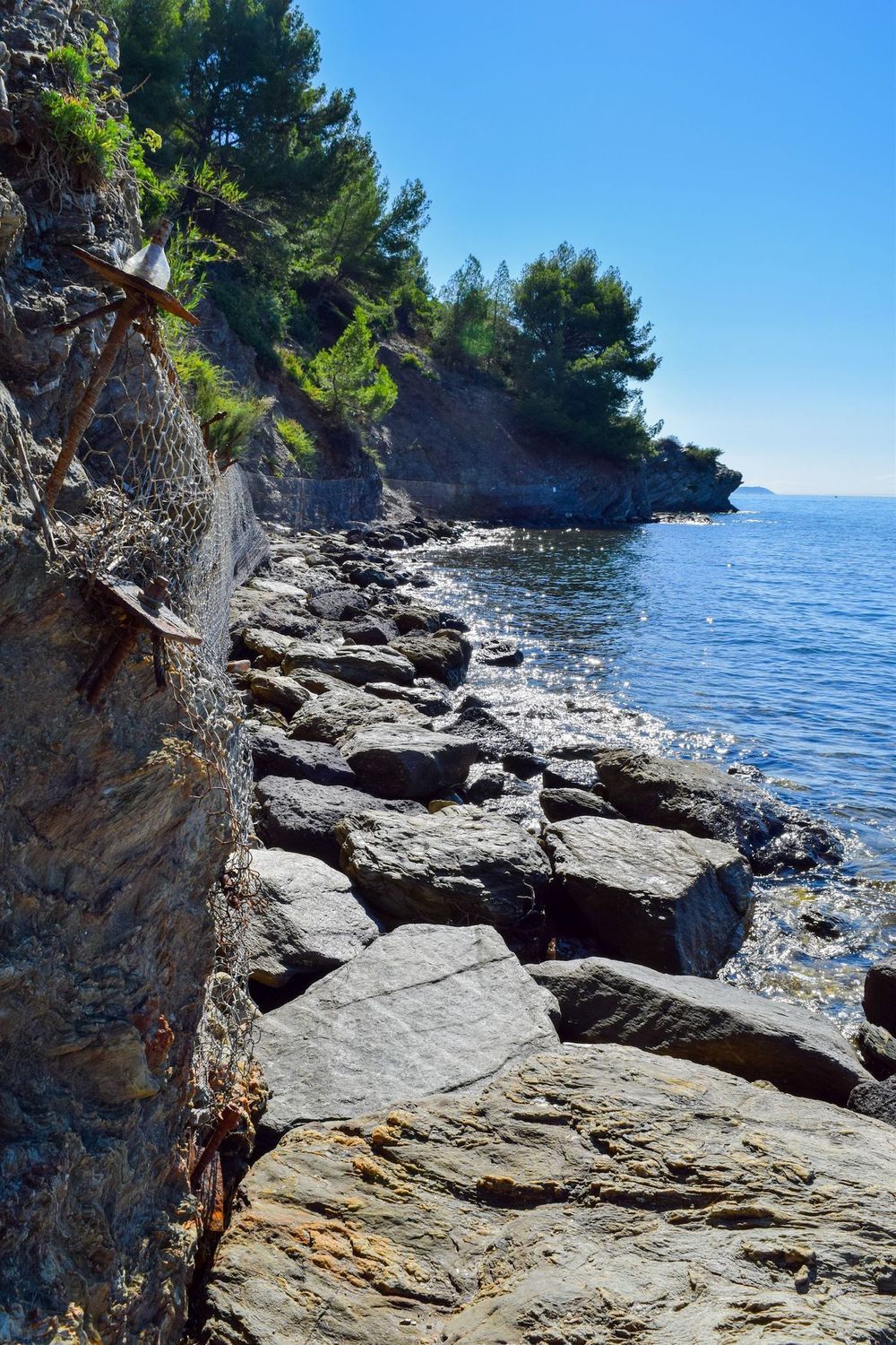 Walking along the rocky coast of Toulon towards Plage De La Mitre, France