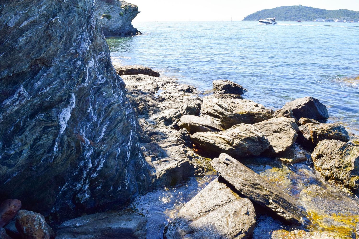 Walking along the rocky coast of Toulon towards Plage De La Mitre, France