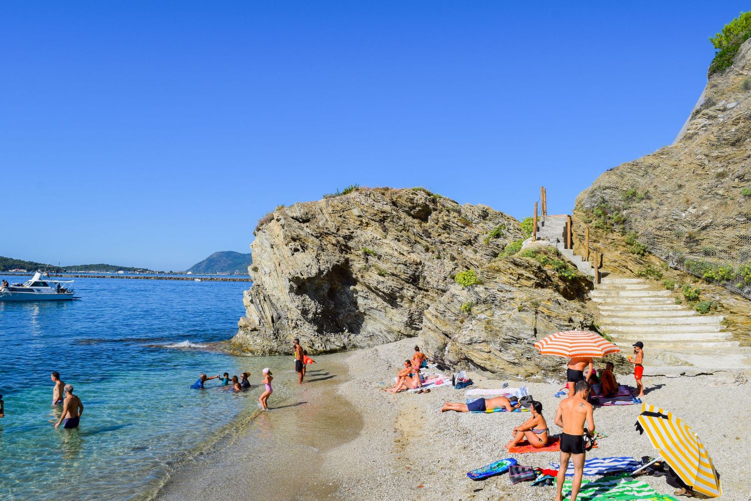 Small locals beach along the coast of Toulon, France