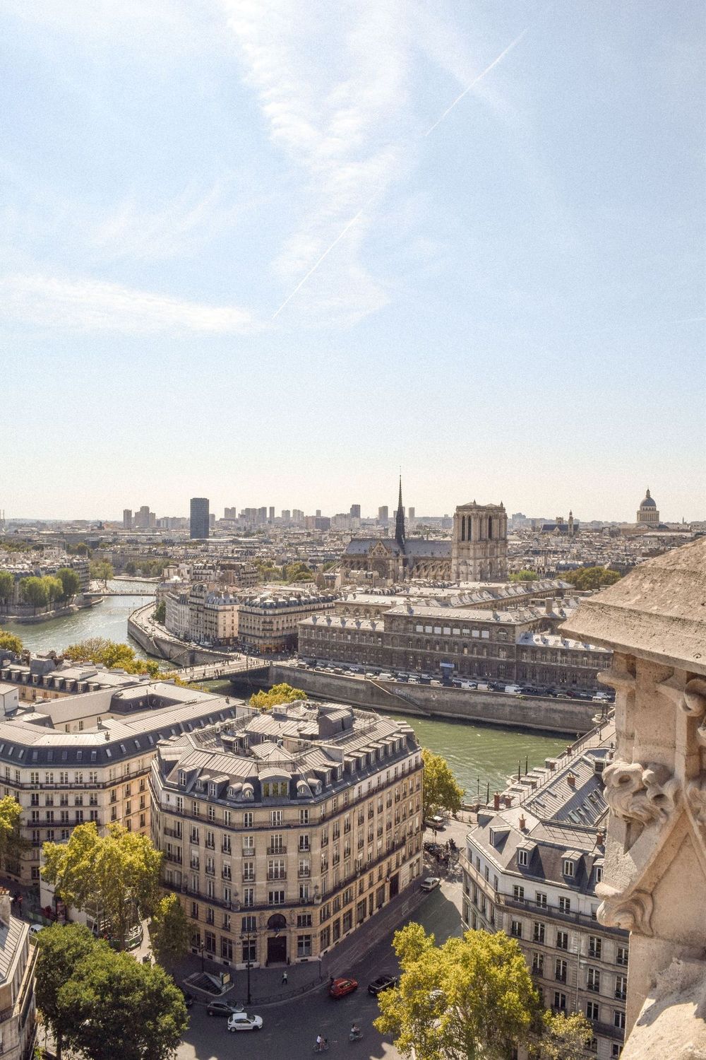 View of the Notre Dame and Seine River from the Tour Saint Jacques Paris