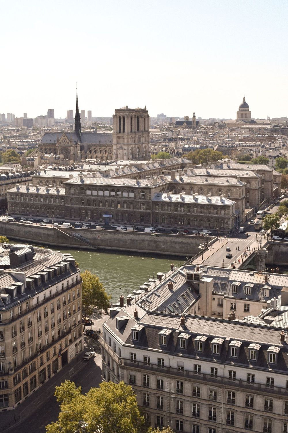 View of the Notre Dame and the Panthéon from the Tour Saint Jacques Paris