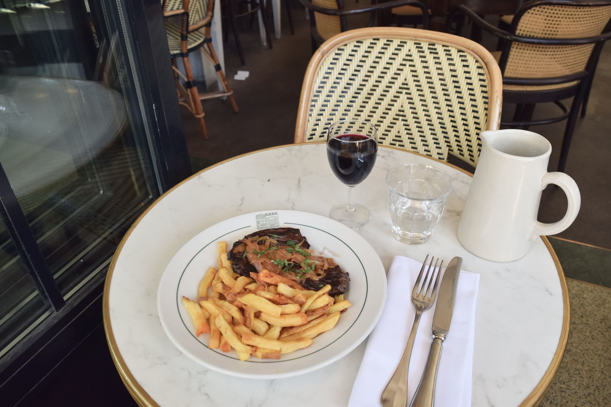 Steak Frites at Brasserie Barbes Restaurant, Paris