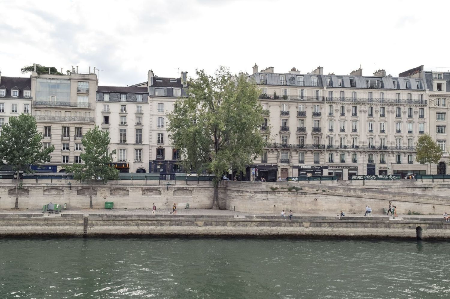 Parisian apartment buildings along the Seine River, Île de la Cité