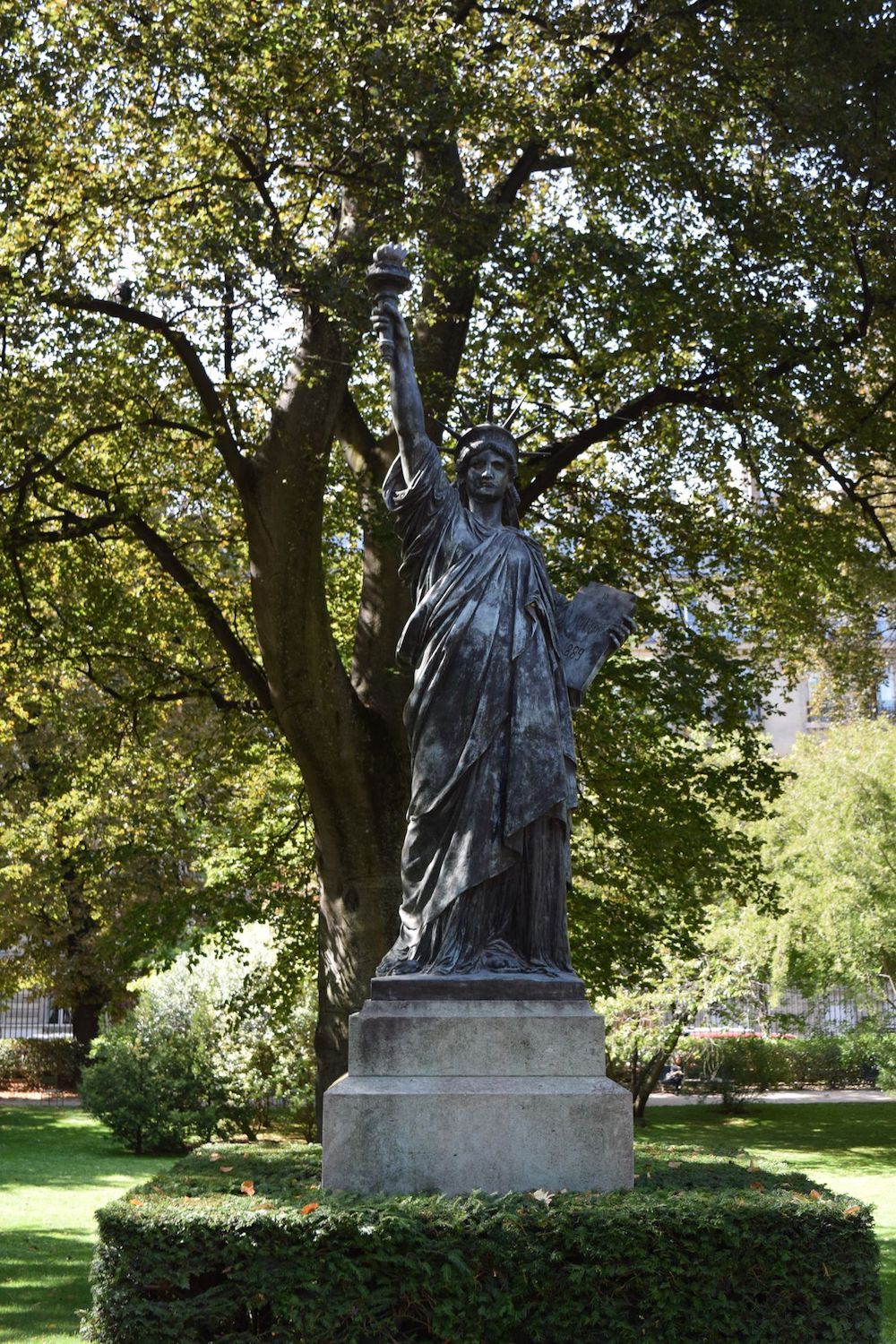 See the Statue of Liberty in the Jardin Du Luxembourg, Paris