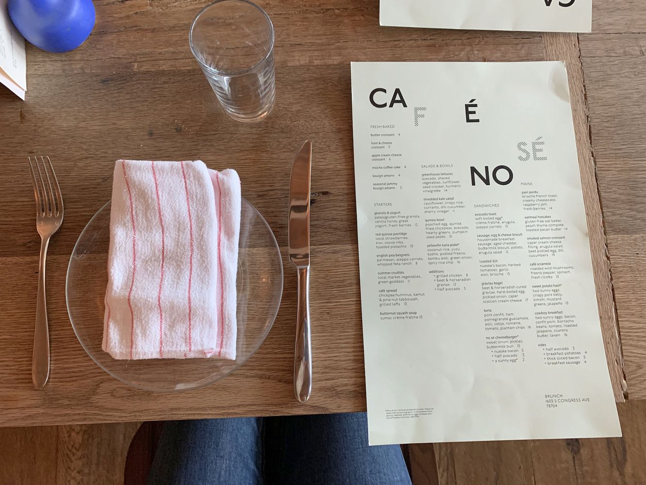 Cafe No Sé Menu, Austin