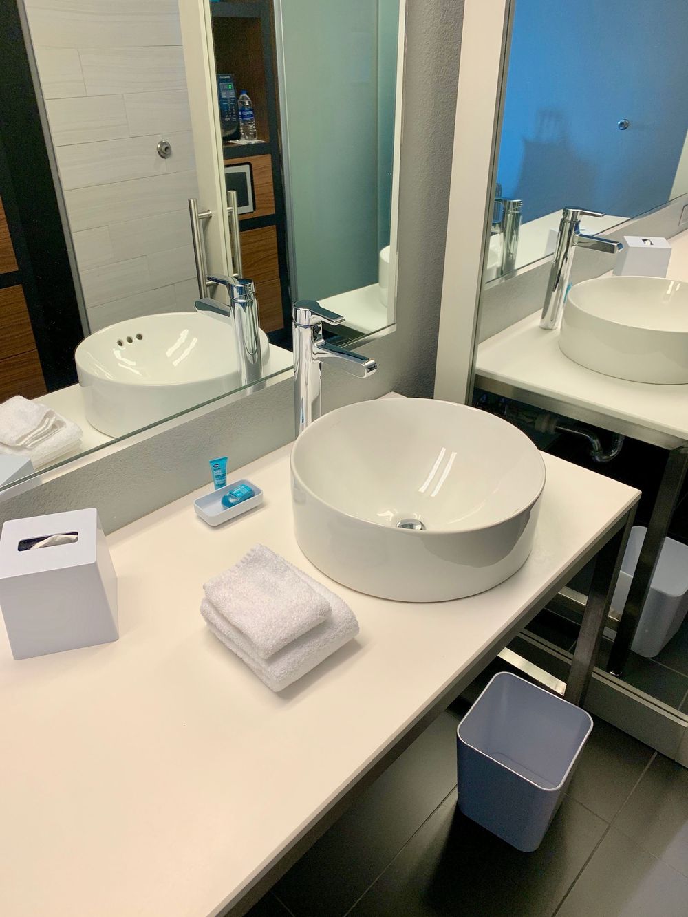 White vessel sink in bathroom of the Corpus Christi Aloft Hotel