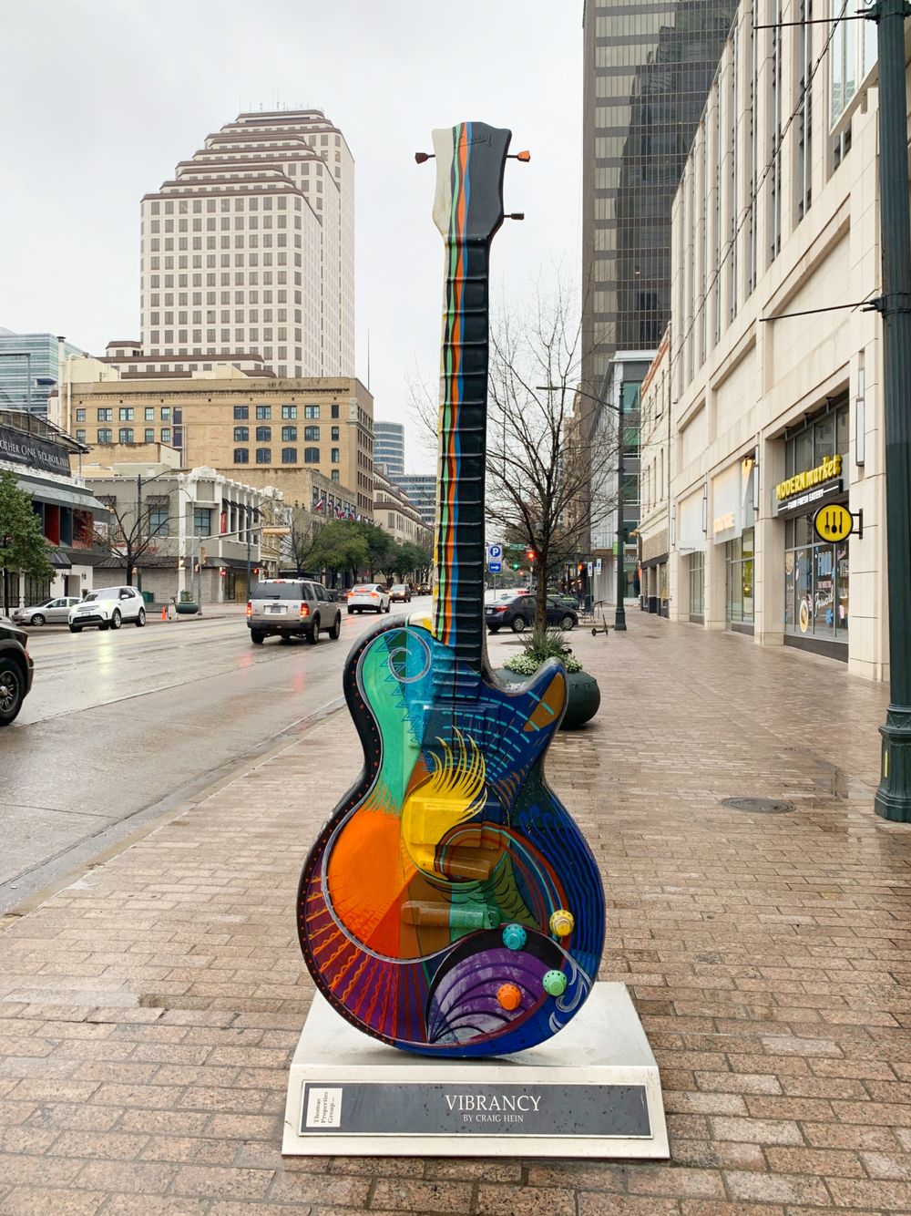 Austin colorful guitar sculpture in Downtown