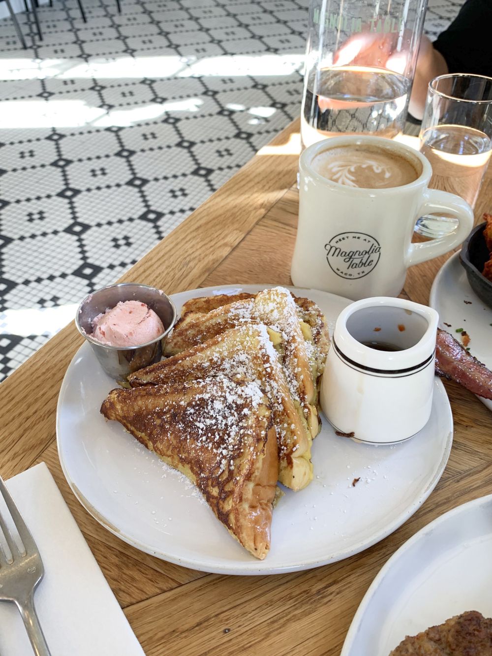 French Toast with Strawberry Butter for Breakfast at Magnolia Table, Waco, TX