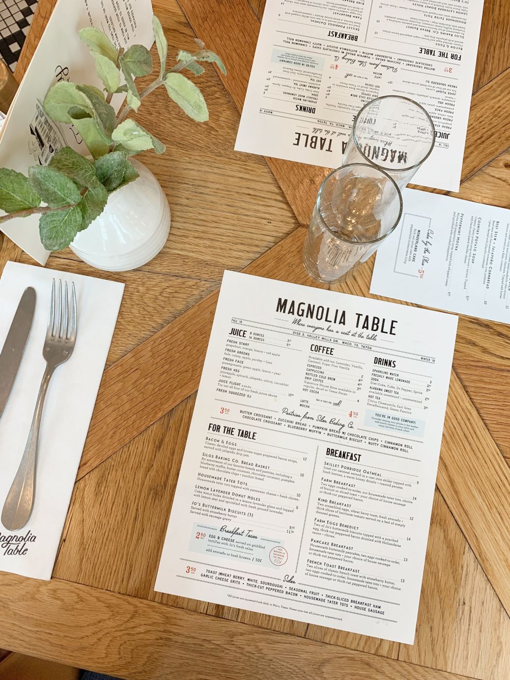 Magnolia Table Menu, Waco, TX