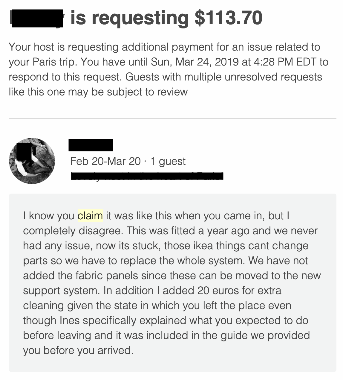 Airbnb Host Asking For More Money