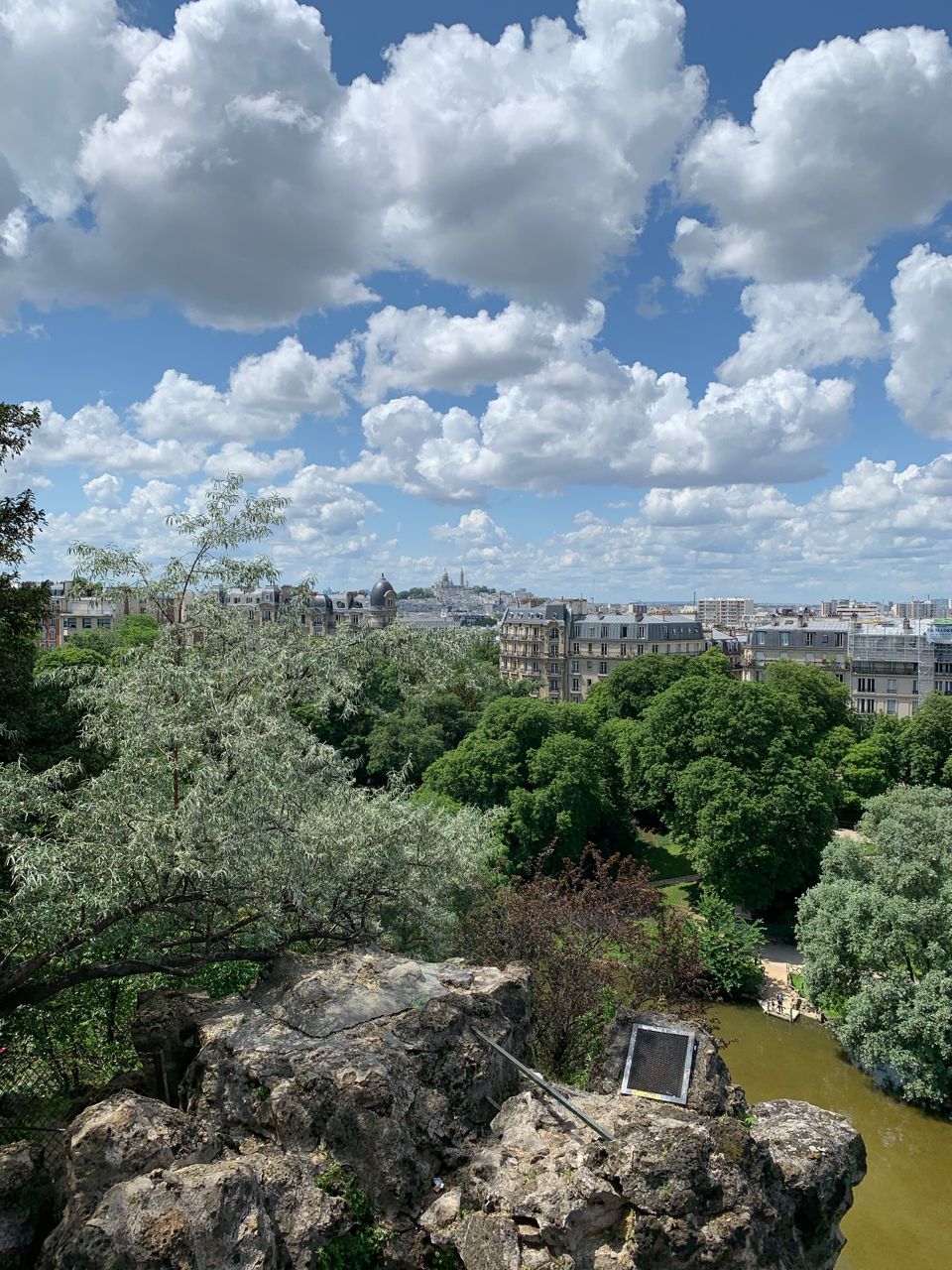 View of Montmartre from Parc Des Buttes Chaumont, Paris, France