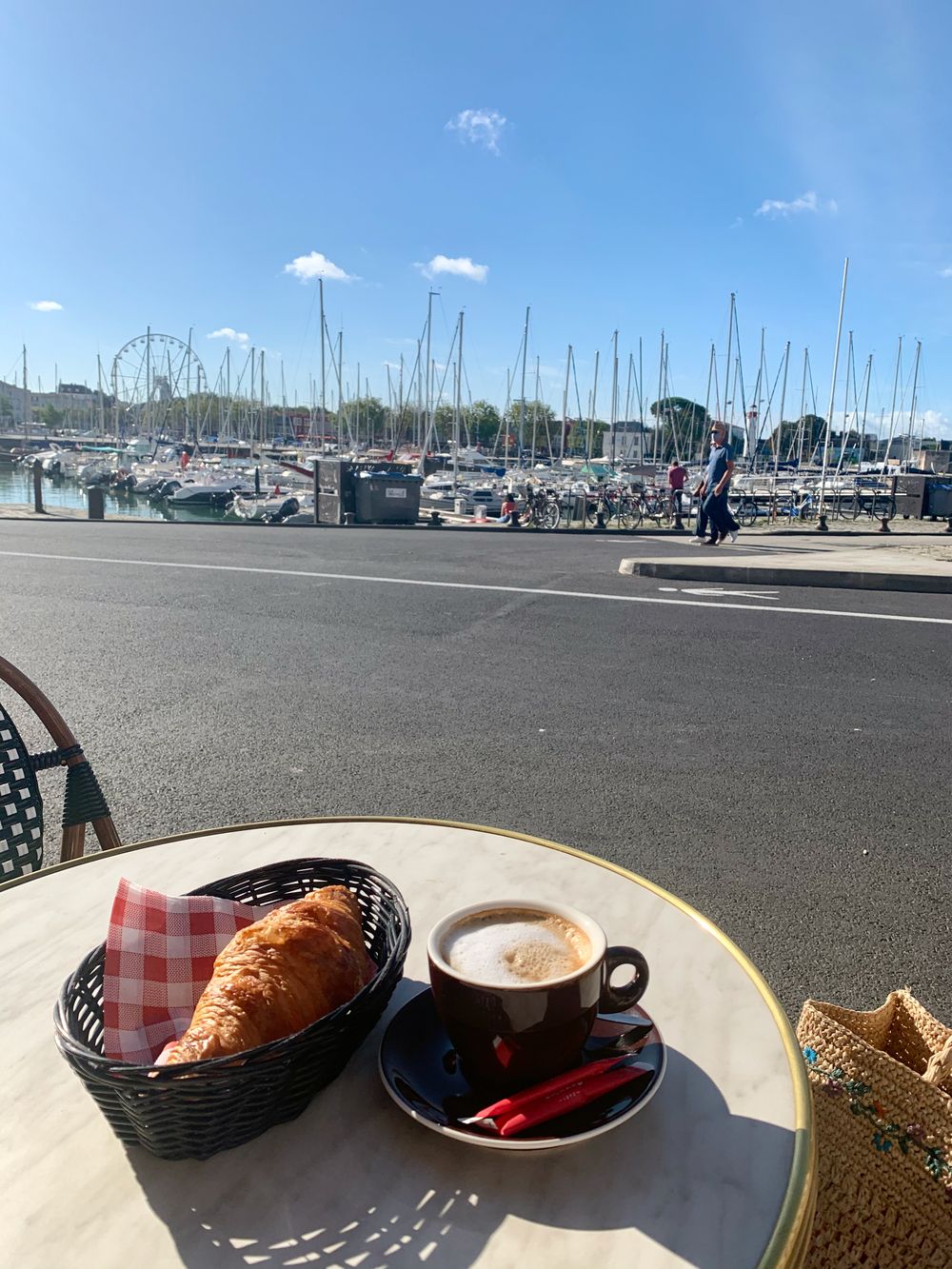 Café Croissant at Vieux Port, La Rochelle France