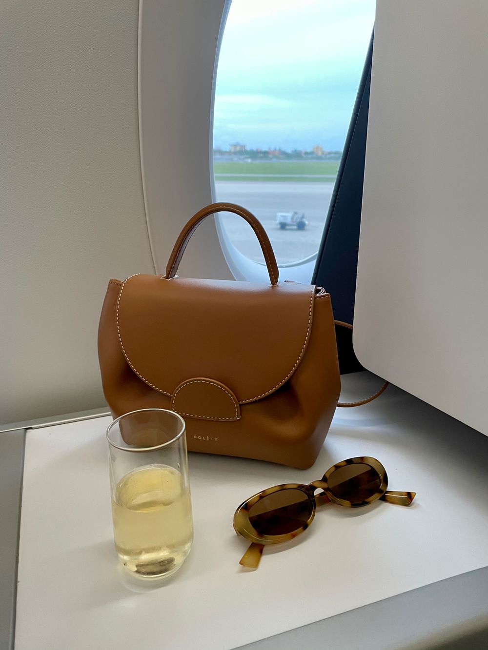 Air France Business Class A350 Review Champagne glass at takeoff
