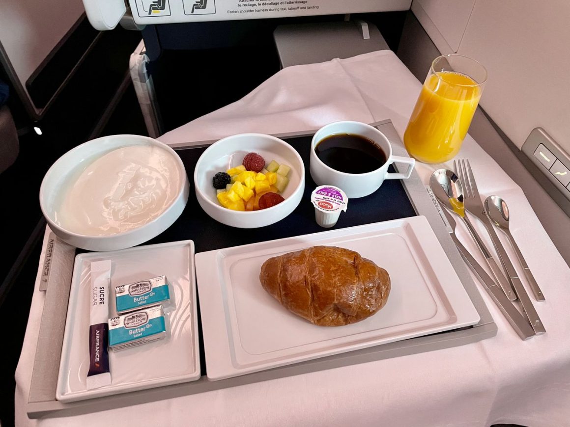 Air France Business Class A350 Review Breakfast meal