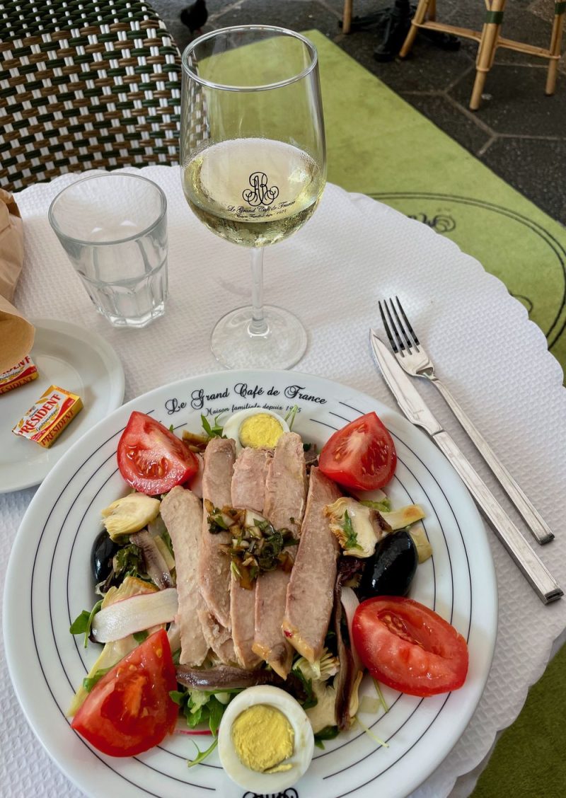 Eating a Niçoise Salad in Nice, France