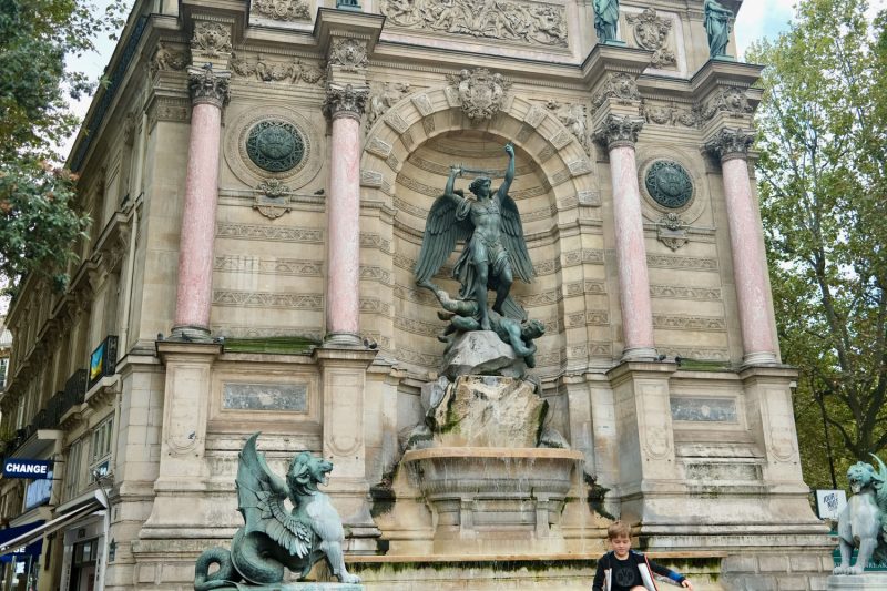 Fontaine Saint-Michel: a 19th century fountain on the Seine River in Paris