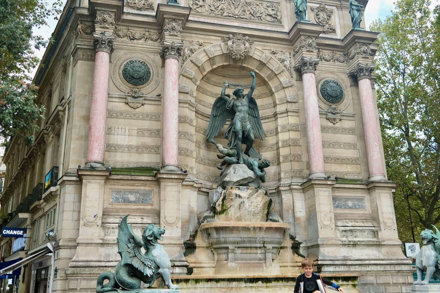 Fontaine Saint-Michel: a 19th century fountain on the Seine River in Paris